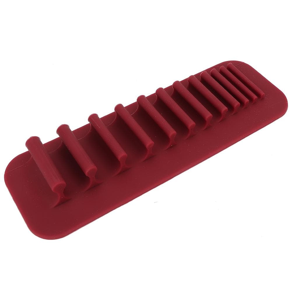 Soft Silicone Wall Mounted Makeup Brush Toothbrush Holder Stand Organizer Rack(Dark Red ) dark red