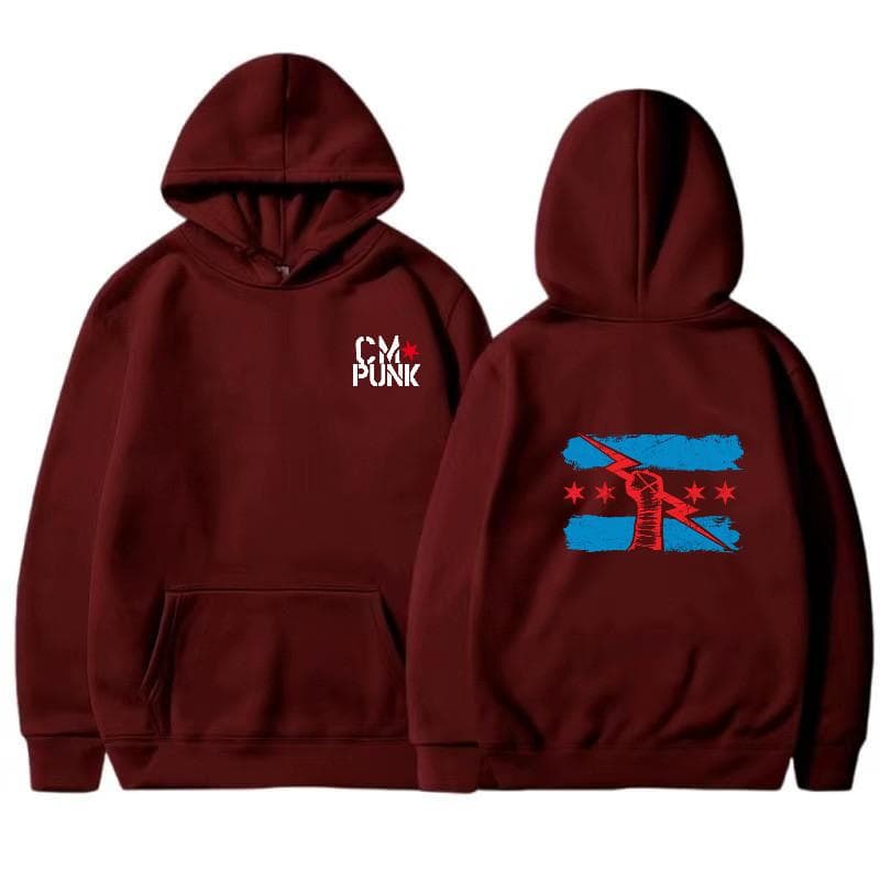 Autumn and Winter Famous Wrestler Returns to CM Punk Men's Solid Hoodie Print Street Sports Casual Top S