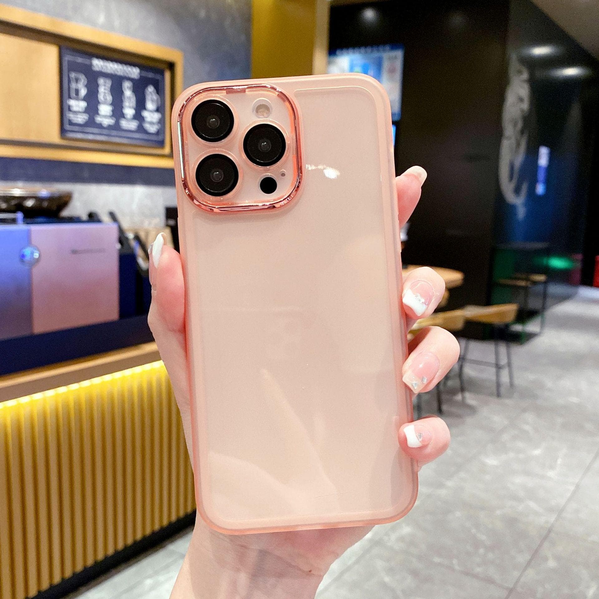 Applicable To IPhone14 Lens Electroplated Mobile Phone Case High-end Apple 15/16E Charming Eye Transparent All-inclusive Protective Case Apple 16PROMAX pink