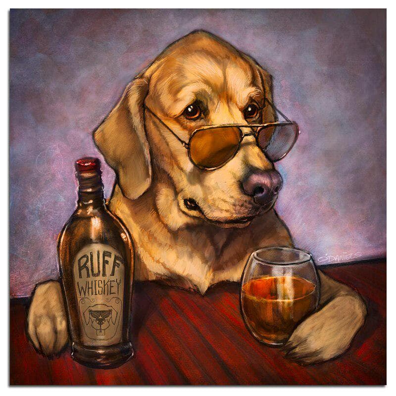 Dog Ready to Drink Wine 5D DIY Diamond Painting Full Round Diamond Embroidery 20X30CM