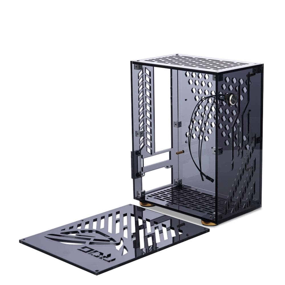 Portable Small Computer Case Plexiglass Shell Compact PC Case Desktop PC Case Mini-ITX Motherboard black