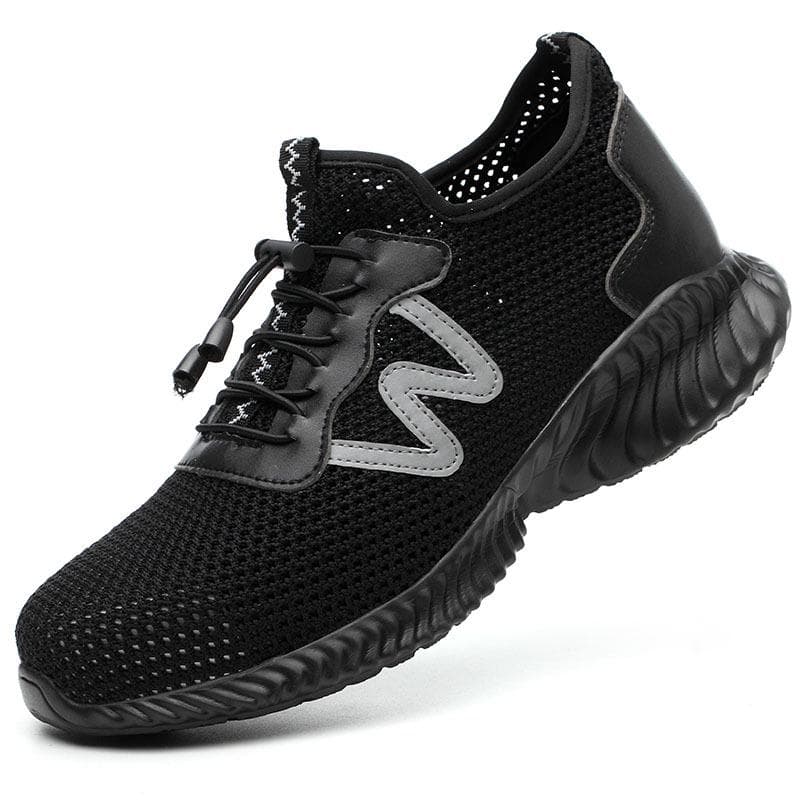 Men's Outdoor Plus Size Steel Toe Cap Work Boots Shoes Camouflage Puncture Proof Safety Shoes 43 black