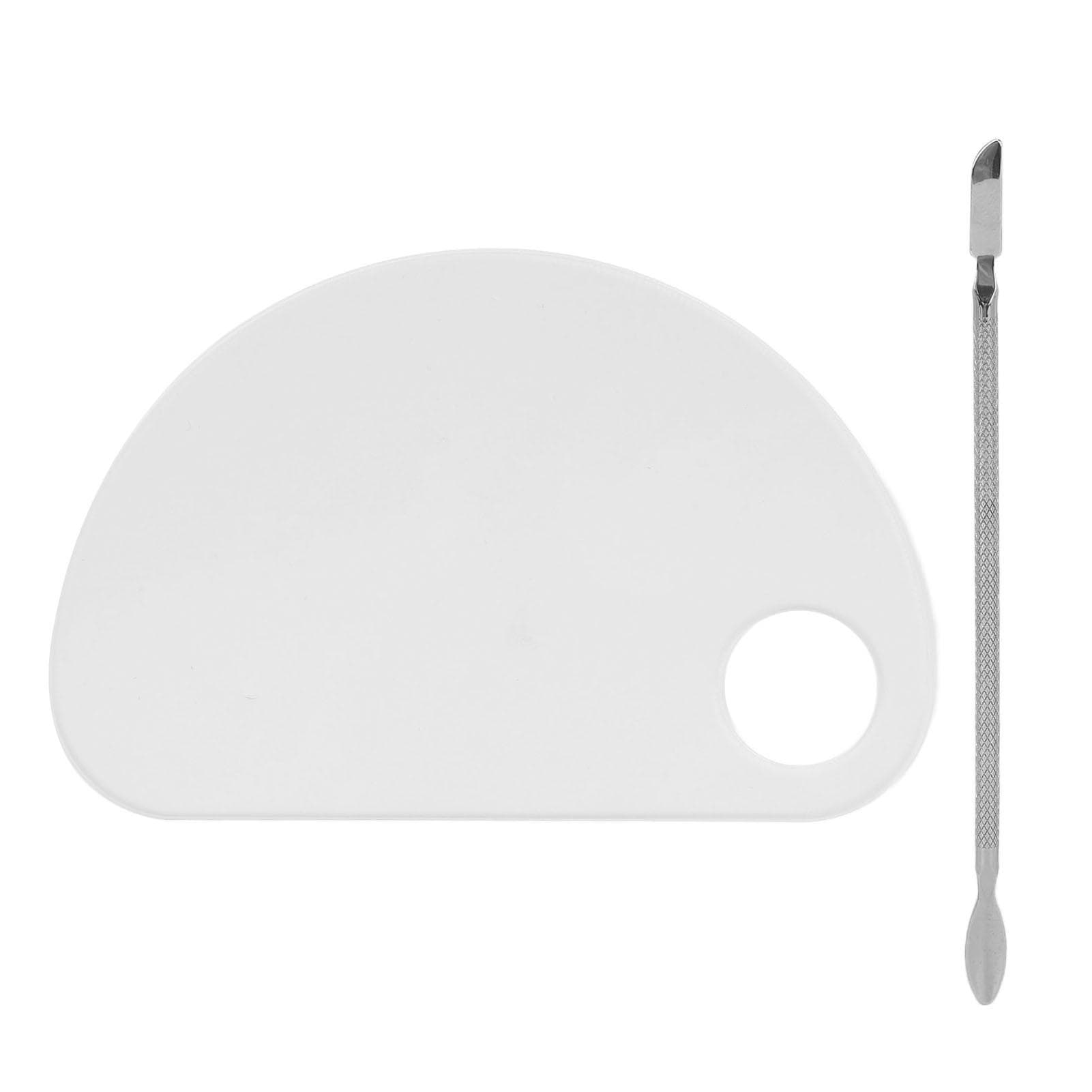 Nail Art Mixing Palette with Spatula Thumb Hole Acrylic Semi Circular Shape Clear Makeup Mixing