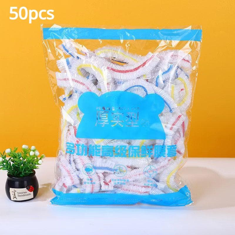 Colorful Disposable Food Cover Saran Wrap Bowel Cover Food Grade Fresh-keeping Plastic Bag Kitchen Refrigerator Accessories 50pcs