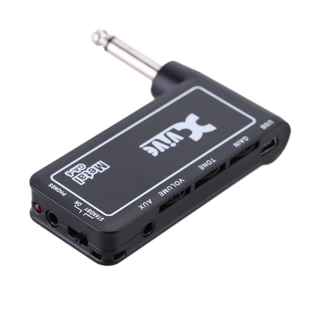 Xvive GA4 Metal Mini Portable Rechargeable Electric Guitar Plug Headphone Amp Amplifier black