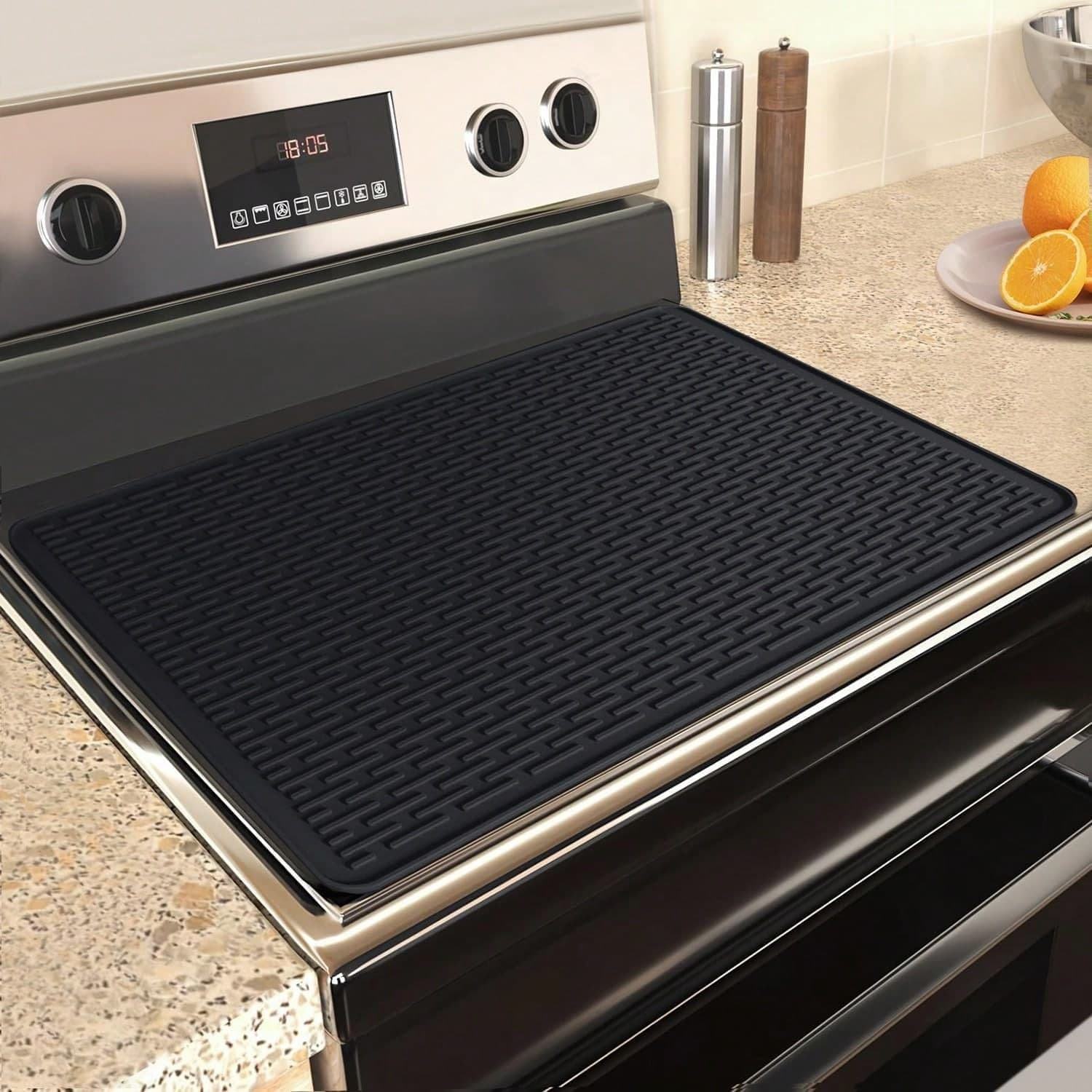 1pc Silicone Stove Top Covers - Heat Resistant, Non-Slip, Easy Clean - For Electric Stove, Glass Top Stove - Kitchen Accessories black