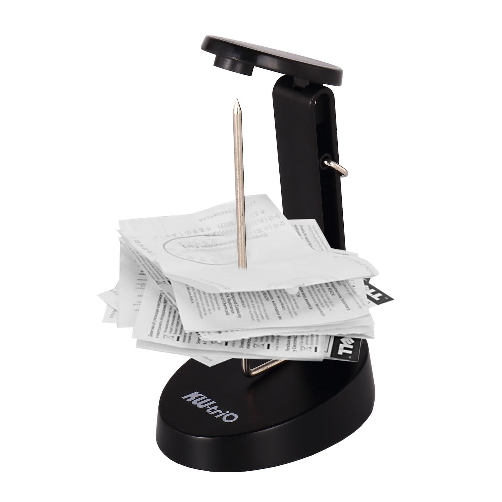 KW-trio Desk Receipt Holder Spike Stick with Hook Safety Protective Cover Design Check Spindle Bill black