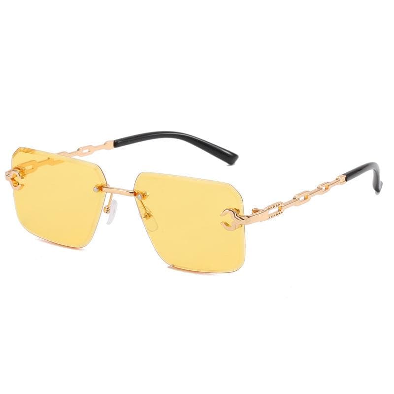 New Rimless Square Sunglasses Women Fashion UV400 Protection Luxury Brand Shades for Men and Women Gold
