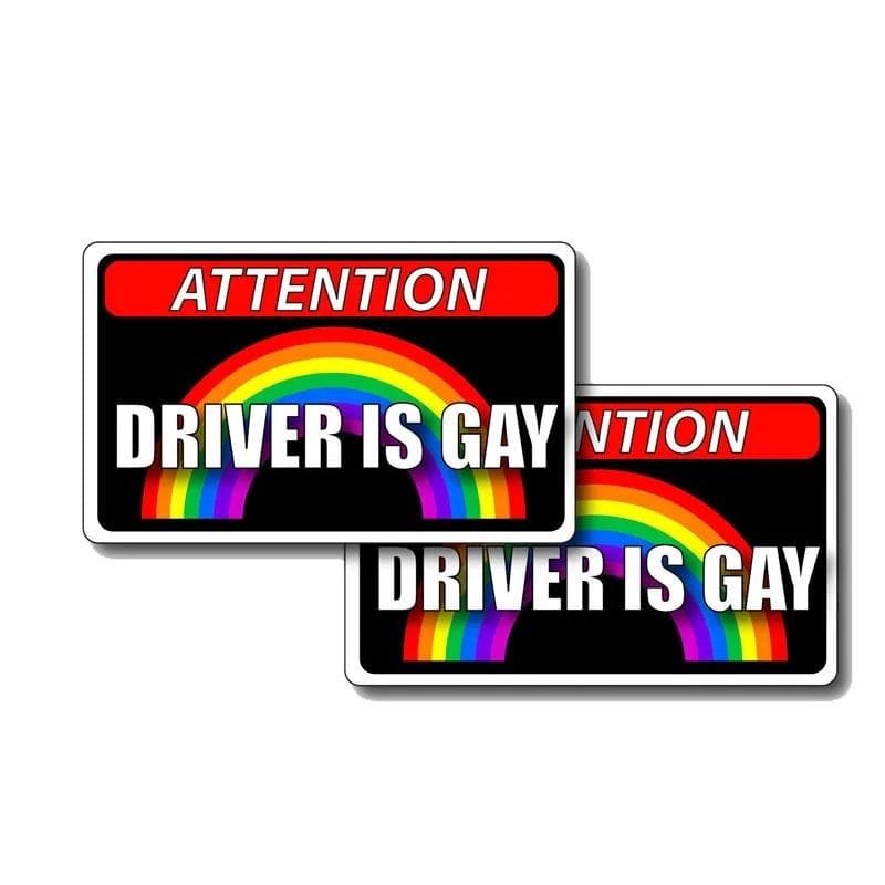 J463# 2PCS  Creative Car Driver Is Gay Sticker on The Car Vinyl Decal Waterproof Decoration Car Stickers 13x7.5cm-2PCS