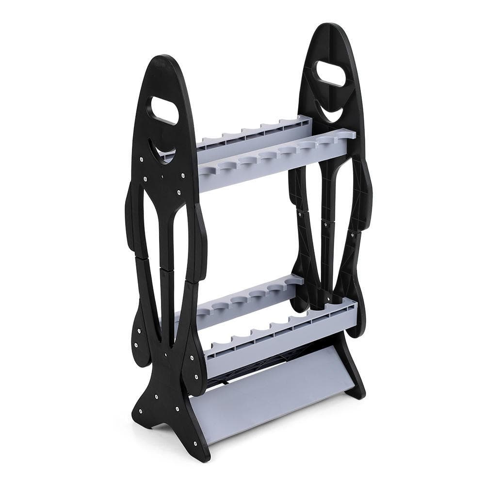 Fish Shape 16 Fishing Rod Holder Storage Rack Compact Fishing Pole Stand Organizer grey