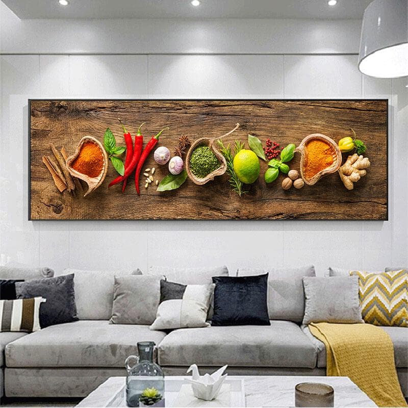 Big Size Grains Wall Art Posters For Kitchen Home Decor Various Herbs And Spices HD Print Canvas Oil Restaurant Painting Cuadros 60cm×120cm NoFrame