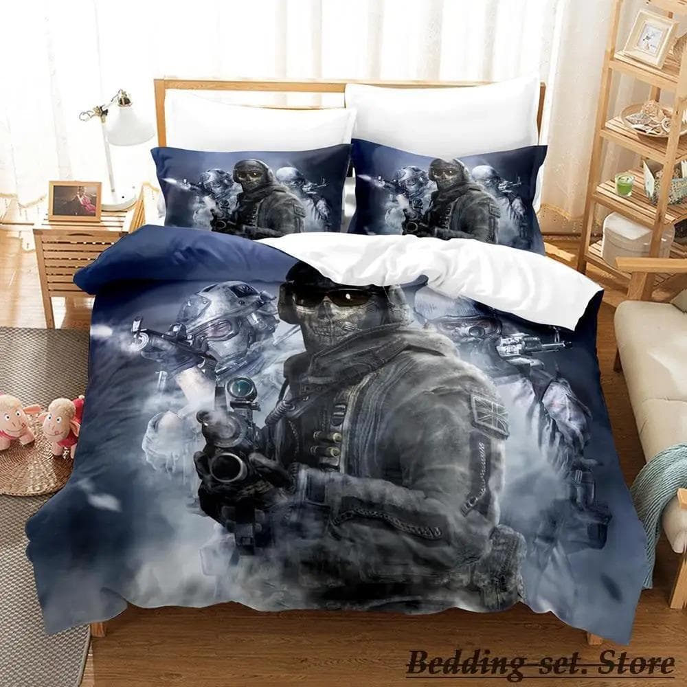 Game Call of Duty Simon Ghost Riley Bedding Set Cartoon Anime Three-piece Set Adult Kid Bedroom Duvetcover Sets 3D Shooting Game EU Single 135x200cm