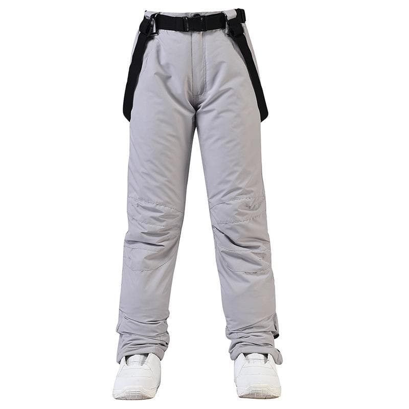 Women's and Men's Ski Pants Waterproof Windproof Skiing Pants Softshell Insulated Snowboarding Hiking Winter Warm Outdoor Snow Pants for Women and Men L grey