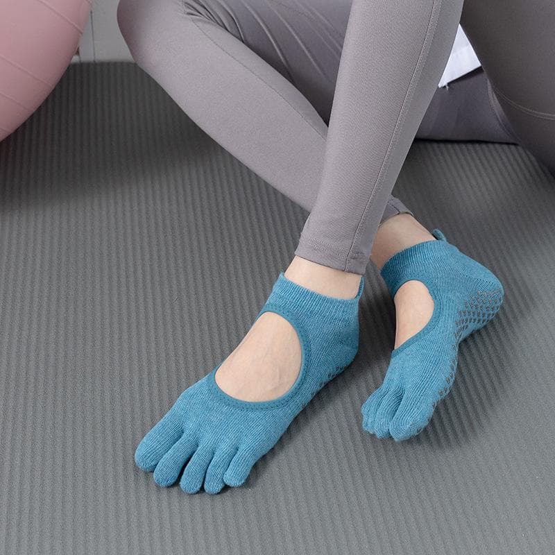 ToeSox Backless Non-Slip Yoga & Pilates Five-Finger Socks - All-Season Quality One Size