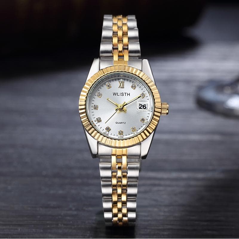2025 Women Quartz Wrist Watch Top Brand Luxury Famous Watch Ladies Clock Calendar Hours Box white/gold