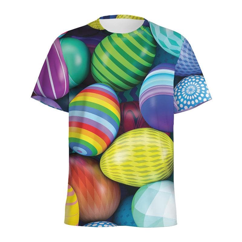 Multi Color Eggs 3D Printed T Shirt For Men Womens Kids Cartoon Fried Egg Graphic Tees Tops Short Sleeves Round Neck T-shirt 6XL