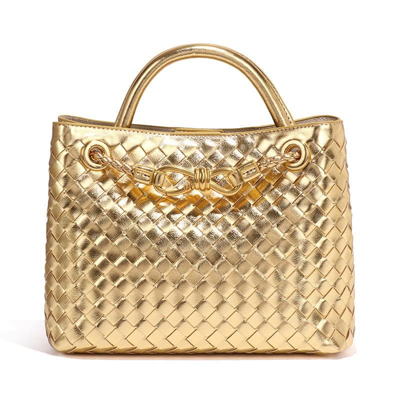 Fashionable and Niche Hand-held Women's Bag with A Bow, Hand-woven Metal, and A Casual, Large-capacity Single-shoulder Crossbody Bag