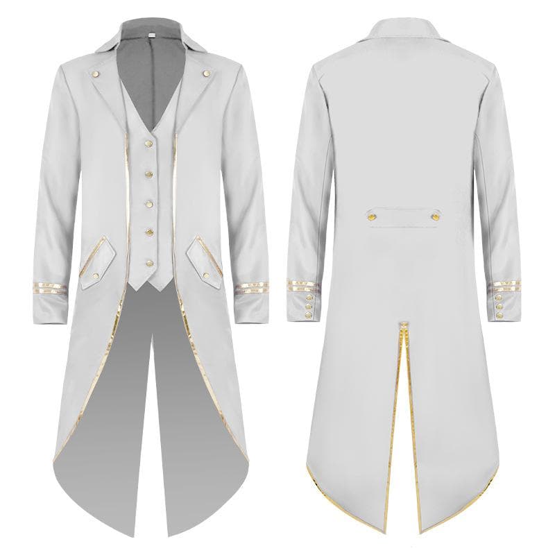Men's Steampunk Victorian Jacket Gothic Tailcoat Costume Vintage Tuxedo Coats S white