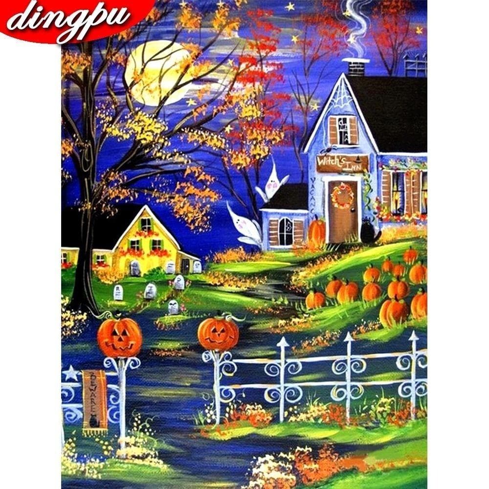 Full Round Diamond Painting 5d Halloween Embroidery House Home Decoration 20X30CM