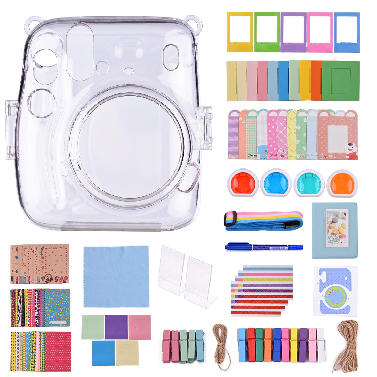 17-in-1 Instant Camera Accessories Kit Replacement for Fujifilm Instax Mini 11 Instant Film Camera multicolour