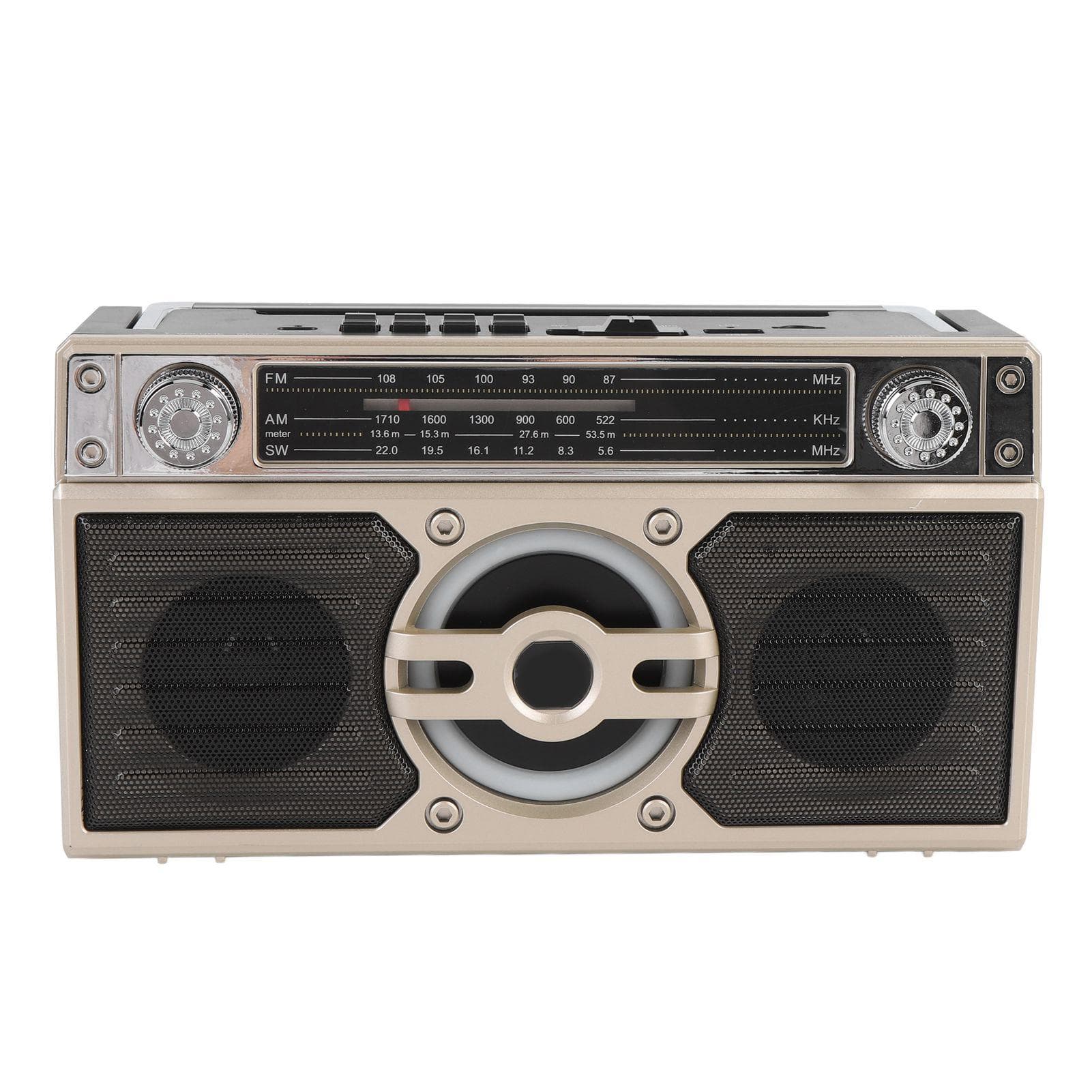 Portable Radio Bluetooth Speaker Multifunctional Rechargeable Multi Band FM AM SW Radio for Travel gold