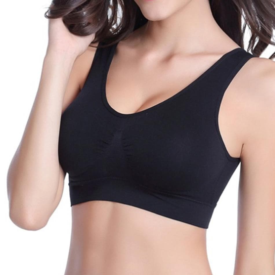 Women Push Up Bra Backless Padded Bras Comfortable Wireless Brassiere Breathable Seamless Underwear XL black