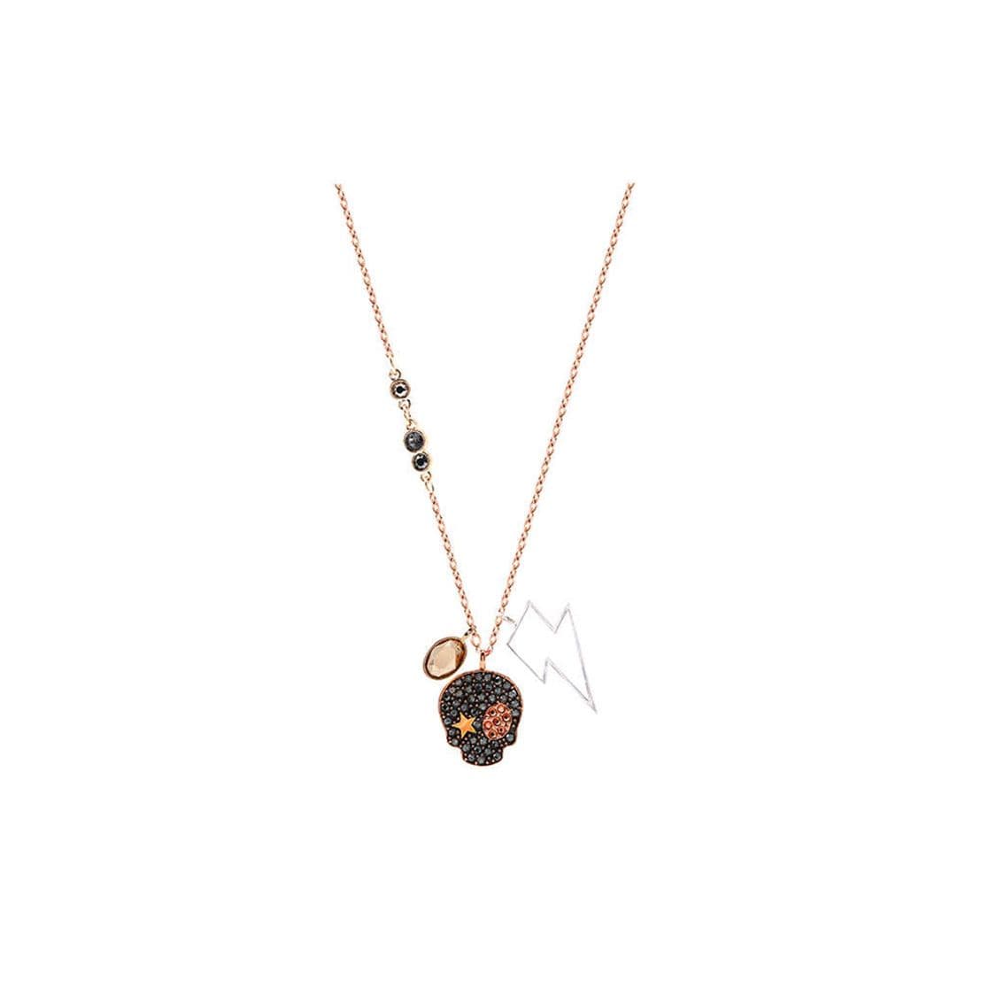 Swarovski Duo Skull Star Skull Necklace Faux Crystal Women necklace 5396880 Box (Random Color)