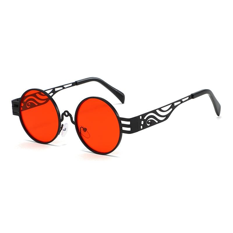 Personalized Round Frame Sunglasses Fashion Hollow Temple Legs Metal Glasses For Men And Women 2246
