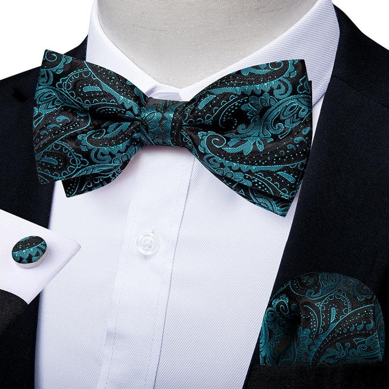 DiBanGu Classic Pre-tied Bow Tie Set for Men Silk Purple Adjustable Hanky Cufflinks Set for Wedding Formal Suit 0184