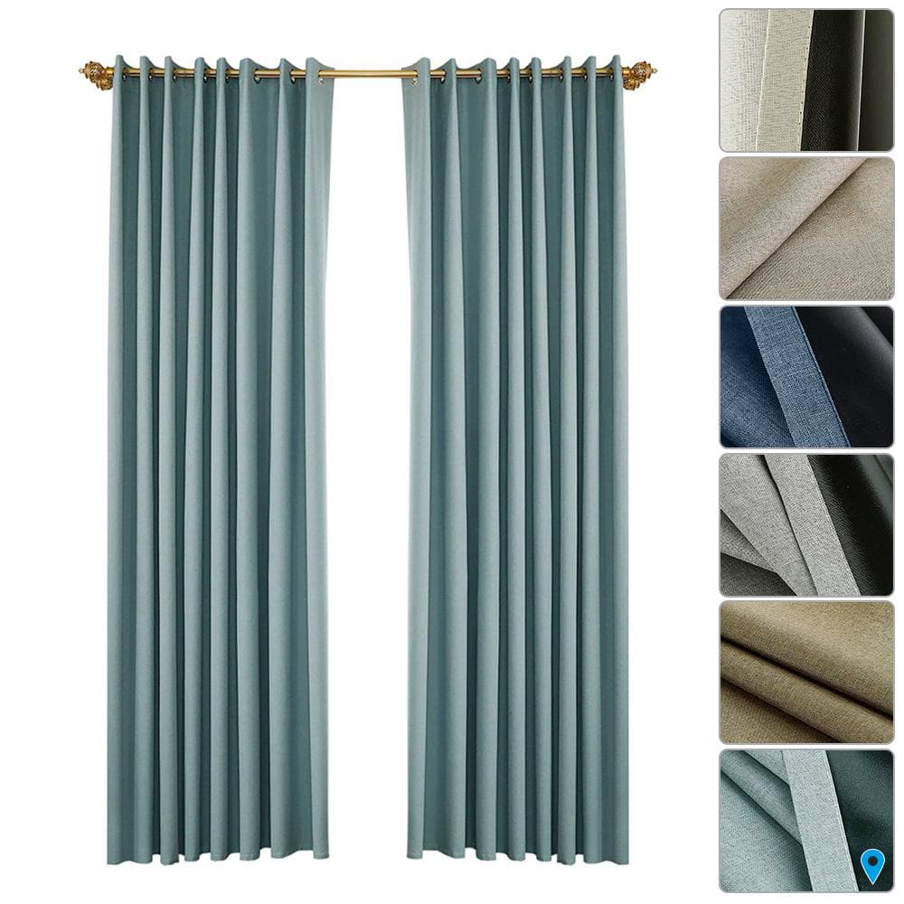 Blackout Curtains for Bedroom Grommet Insulated Room Curtains for Living Room, Set of 2 Panels 39W X 51L in light green