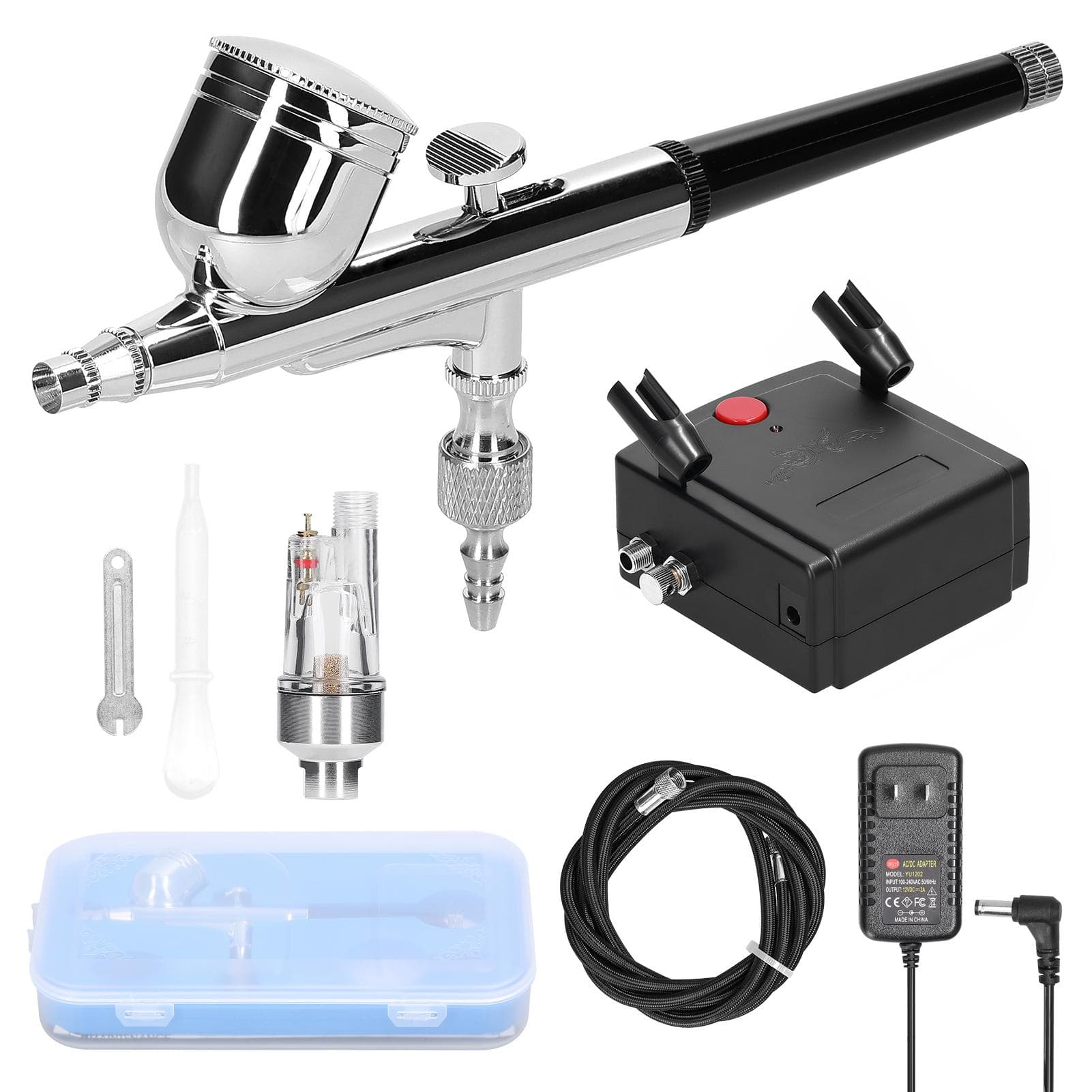 Multi-purpose Professional 0.3mm Airbrush Air Compressor Kit 20-35PSI Airbrush Pen Air Pump Set for black airbrush US Plug black