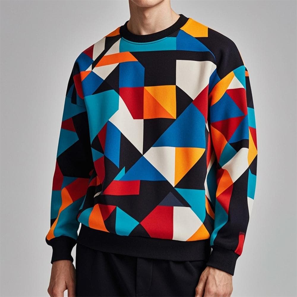 Autumn Pullover Sweatshirt For Men Geometry Graphic Print Long Sleeve Tops Oversized O-Neck Golf Pullover Casual Male Sweatshirt 6XL