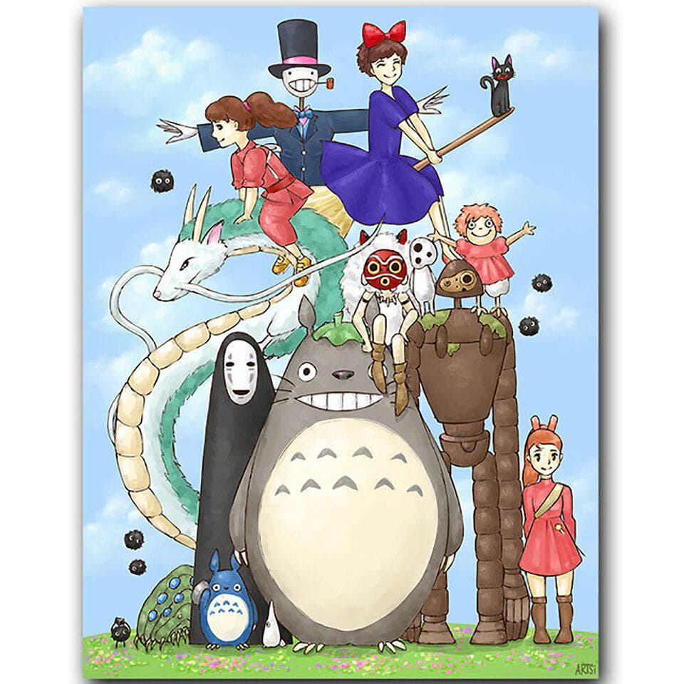 5d Diy Diamond Wall Decor Handmade Totoro Painting Cross Stitch Animation Picture 50X70CM