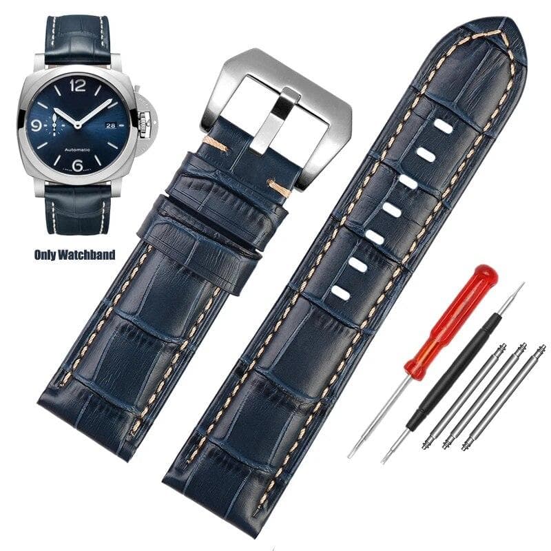 High quality Waterproof Watch band For Panerai PAM688 441/1313 Cowhide Leather Men's blue Watch Strap accessories 22MM 24mm 26mm 26mm