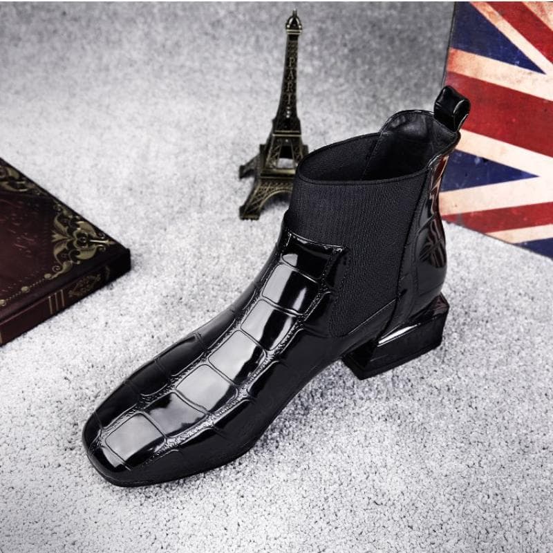2025 New Short Boots Women's Lacquer Leather Fashion Boots Women's Shoes 39