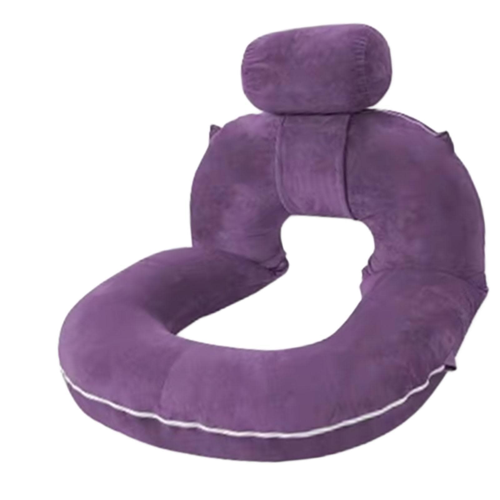 Reading Pillow U Shape Full Body Support Comfortable Skin Friendly Detachable Sit Up Pillow for Bed dark violet