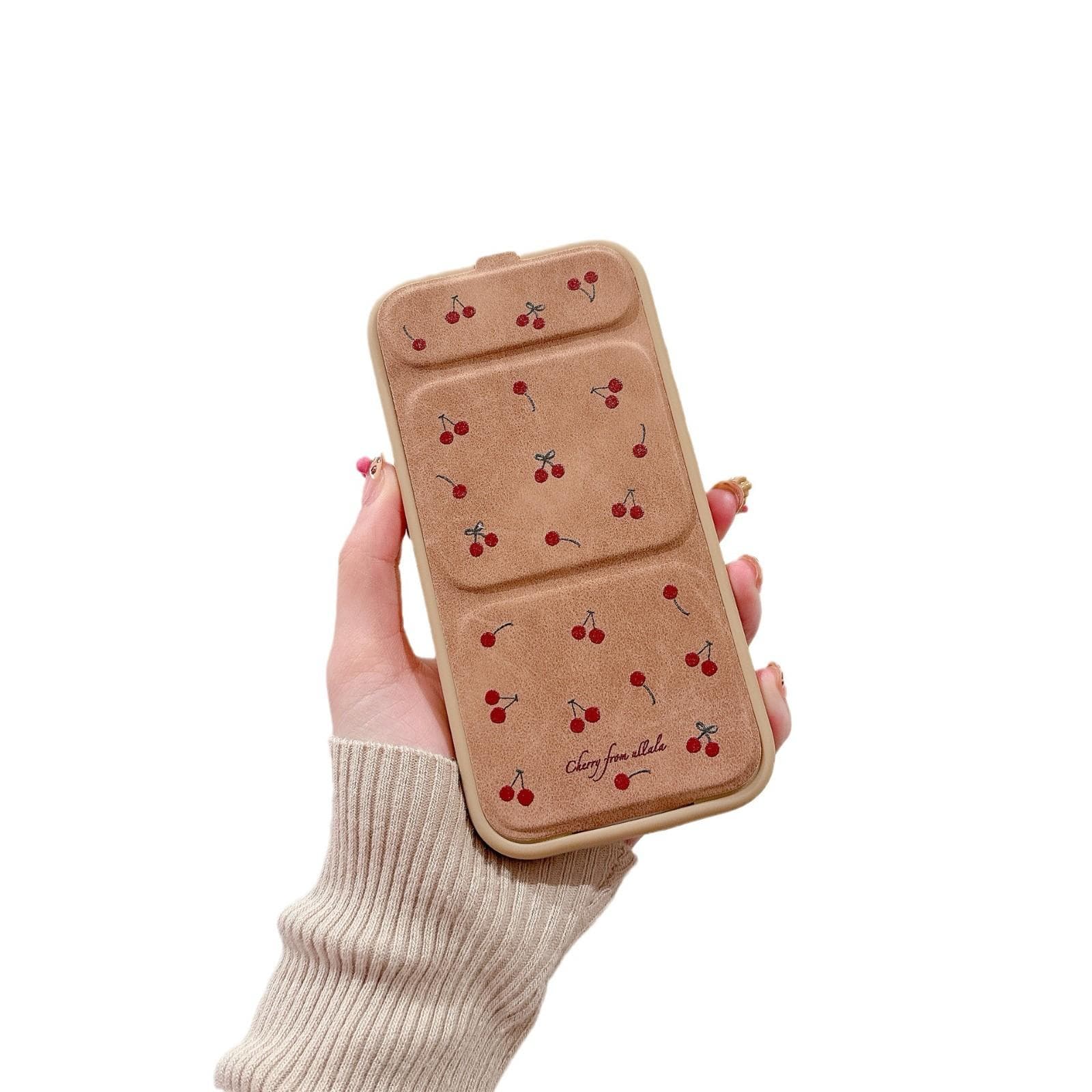 Flip Magnetic Cherry Folding Stand IPhone 16/15 Mobile Phone Case Applicable To Apple 14/13promax iPhone 11