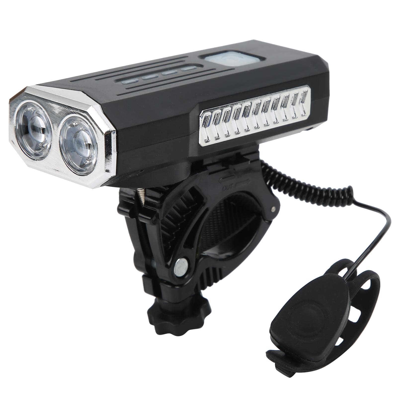 Bicycle Head Light USB Rechargeable Night Riding Waterproof Bike Front Light with HornBlack