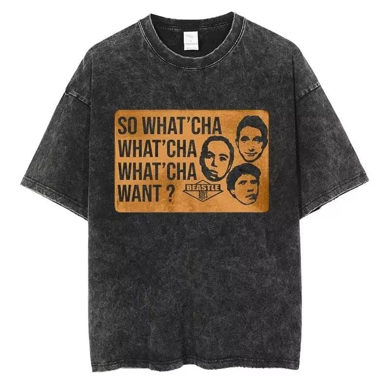 Vintage Camiseta Men's Women Beastie Boys Washed T-Shirt American Group Harajuku Short Sleeve Tee Streetwear Top M