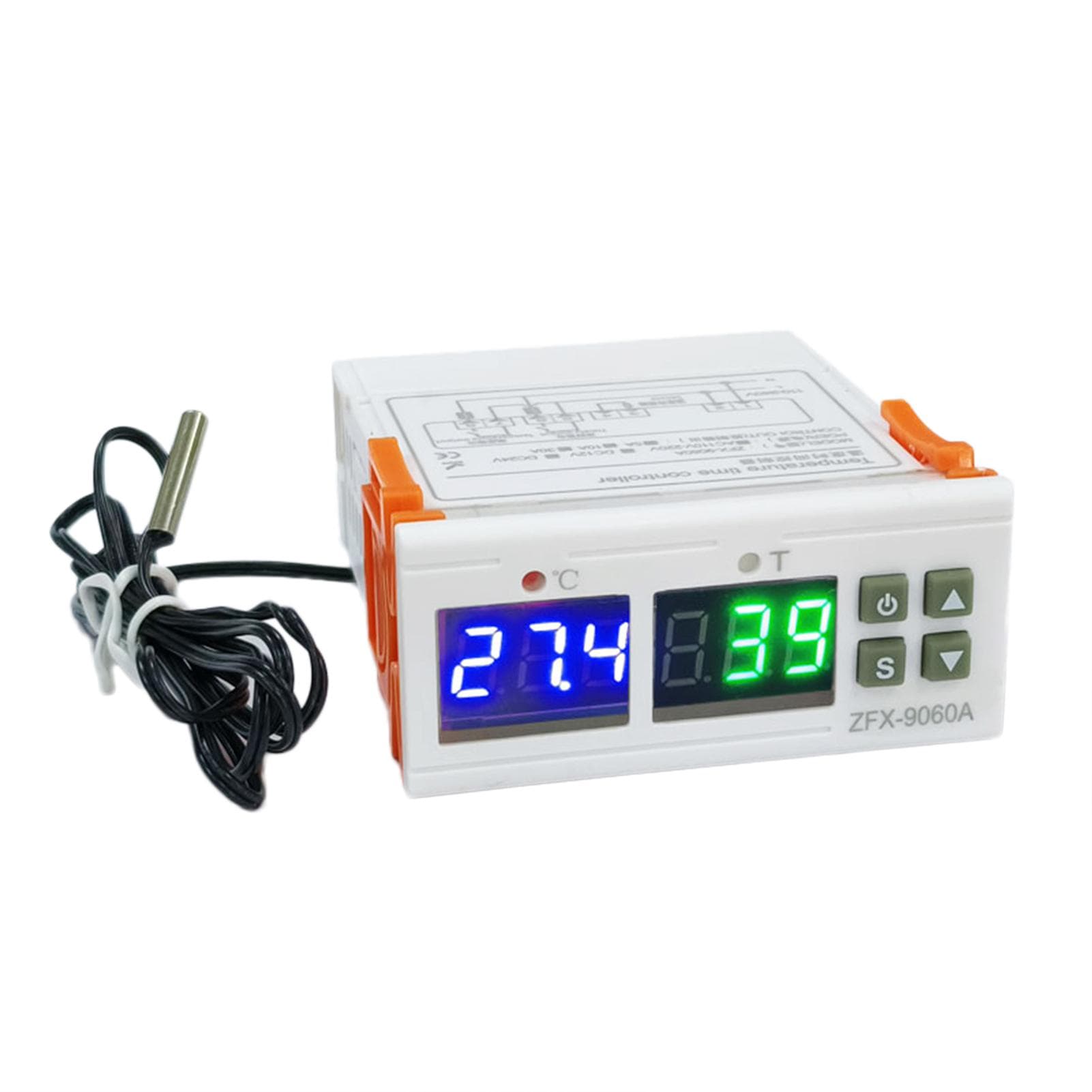 ZFX-9060A Digital Temperature Controller Intelligent Temperature Regulator AC110-220V 10A Timing DC24V 10A white