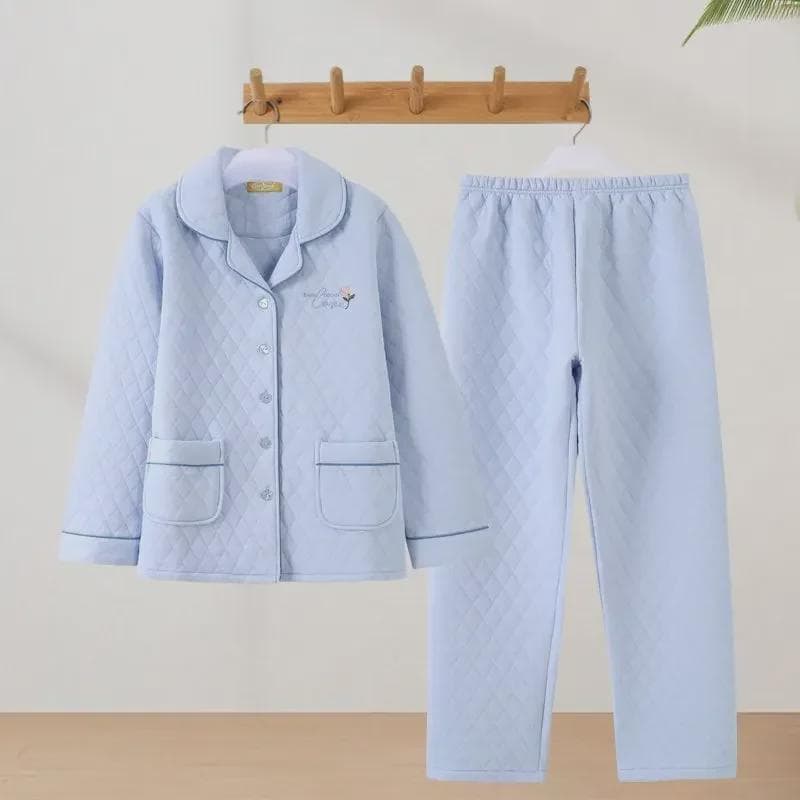 Women's Thick Winter Cotton Pajamas - 100% Pure Cotton, Plus Size, Wearable Indoors & Outdoors M