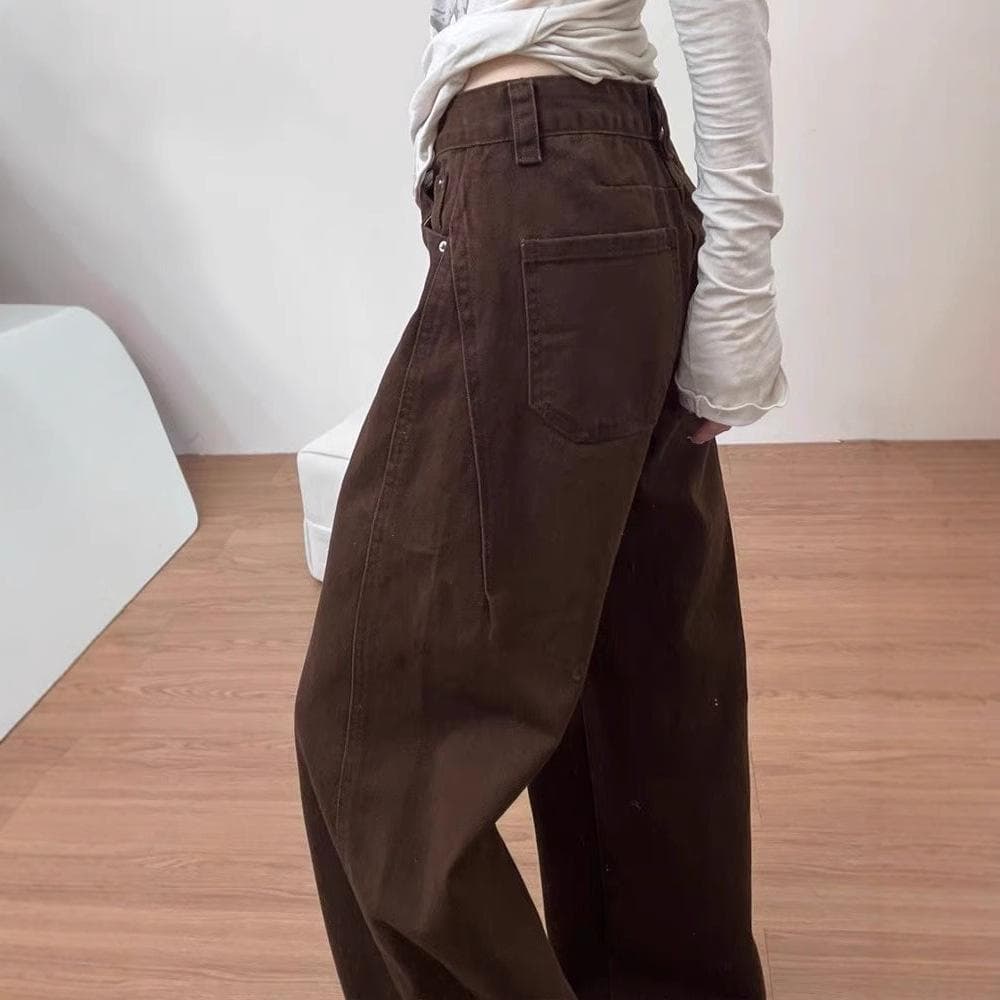 Scimitar Jeans for Women In Autumn and Winter High Waist Slimming Drooping Loose and Versatile Wide-leg Floor Trousers XL