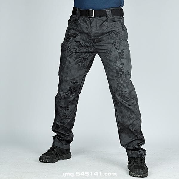 Men's Quick Dry Waterproof Tactical Trousers Multi-pocket Breathable Work Pants Cargo Pants Military Pants M black/grey
