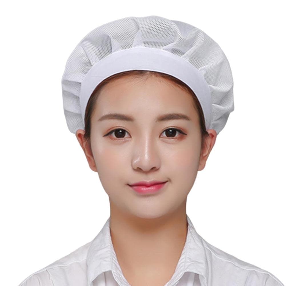 Unisex Breathable Adjustable Mesh Factory Worker Kitchen Cooking Chef Hat white