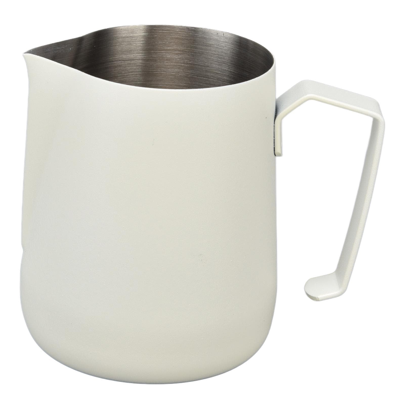 Milk Frothing Pitcher Thickened Frother Cup 450ml with Pointed Spout for Coffee Machine CafeWhite L white