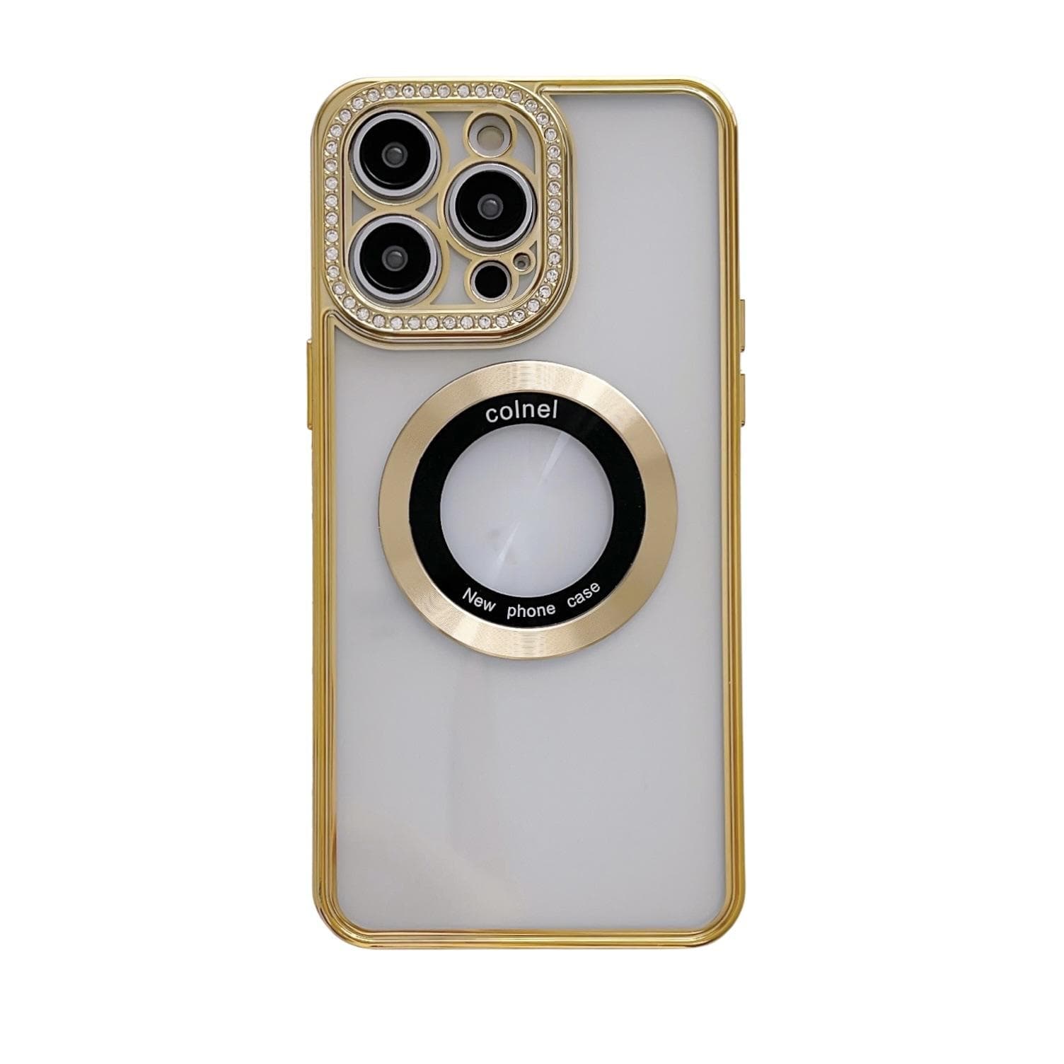Suitable for Apple 16 Diamond-encrusted Phone Case, Magnetic Magnifying Glass with A Leaky Label, IPhone15pro High-end Feel 14 Protective Case iPhone11 gold