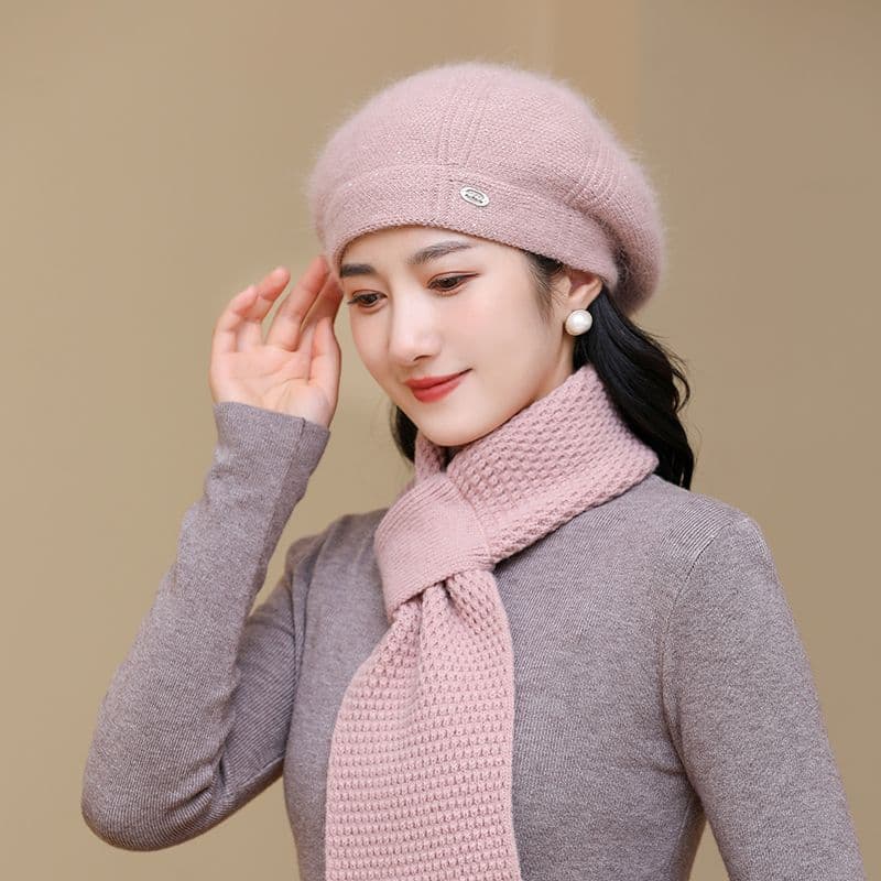 Winter Thick Rabbit Hair and Velvet Warm Knitted Elderly Hairline Hat average size