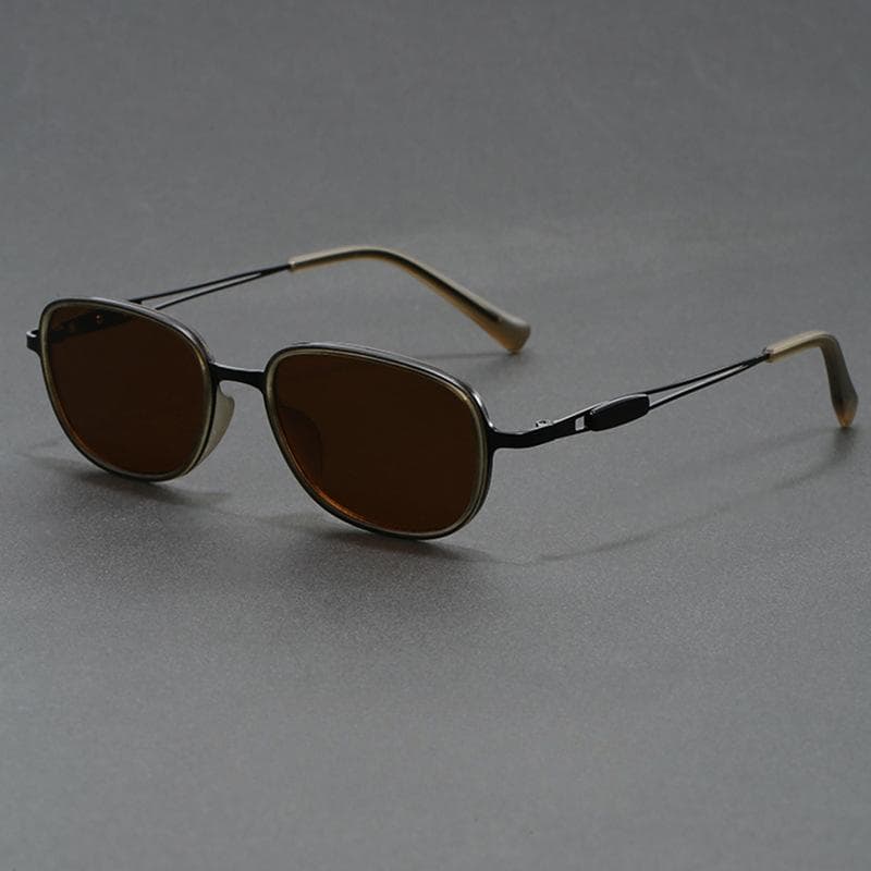 COJOS Mens small frame TR90 metal square sunglasses retro Korean style green brown fashion unisex