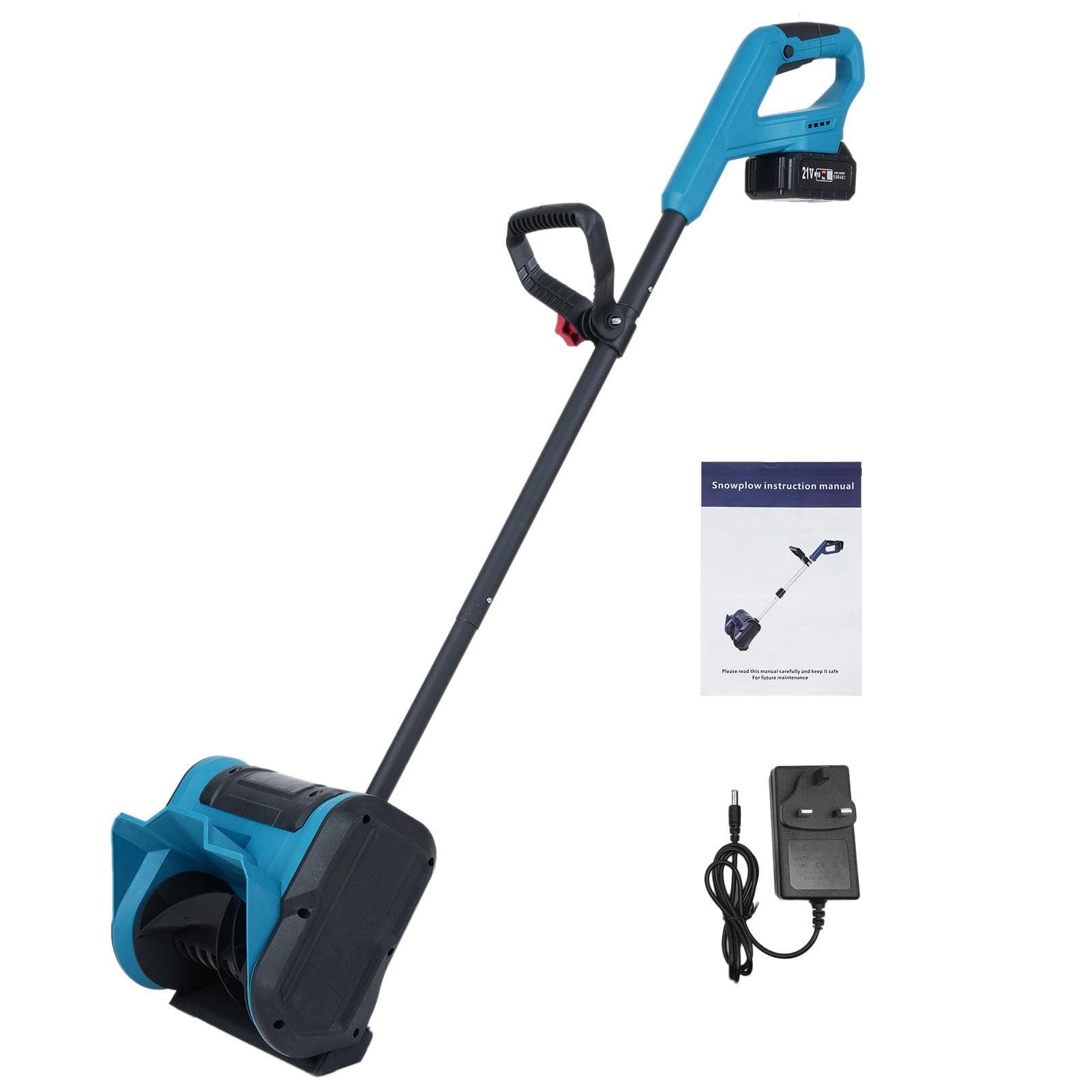 Rechargable Snow Shovel Foldable Brush Snow Blower 21V Battery Powered Snow Thrower with Adjustable UK Plug & 1 Battery