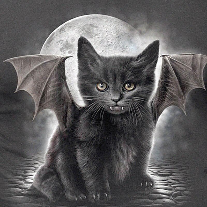 DIY Diamond Painting Moon Bat Cat Cross Stitch Patterns Full Drill Resin Diamond Painting Embroidery 30x30CM